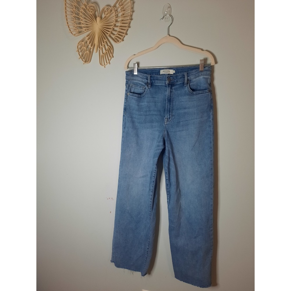 Hidden Jeans Los Angeles High Rise Wide Leg Raw Hem Denim Light Wash Size 30